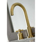 Spout detail for Millennium widespread bathroom faucet in brushed brass