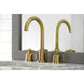 Lifestyle image in bathroom of Millennium widespread faucet in brushed brass