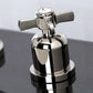 Faucet handle detail for Millennium widespread bathroom faucet in polished nickel finish