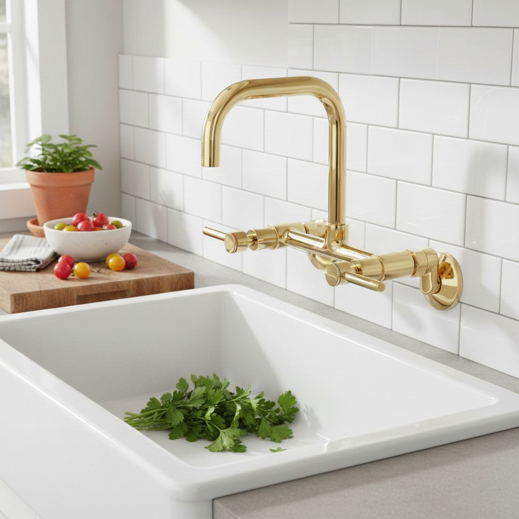 Kingston Brass KS813SB Concord Wall Mount Bridge Kitchen Faucet