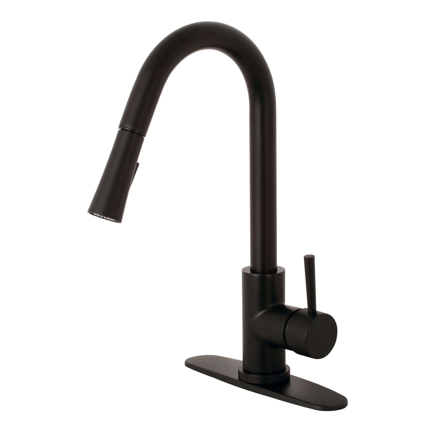 Kingston Brass LS8620DL single-handle matte black kitchen faucet - main product image