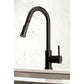 Kingston Brass LS8620DL single-handle matte black kitchen faucet installed with no deck plate