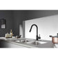 Kingston Brass LS8620DL single-handle matte black kitchen faucet-installed with deck plate