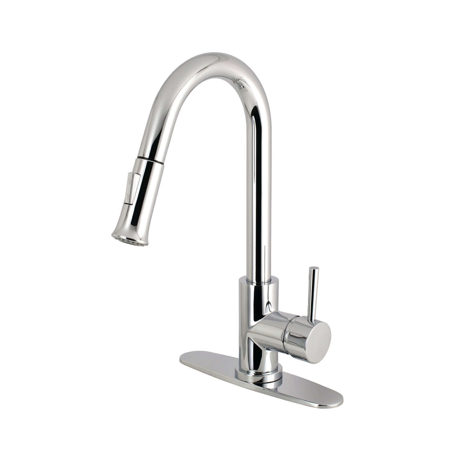 Kingston Brass LS862XDL single -handle chrome kitchen faucet on a white background