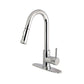 Kingston Brass Single-Handle Pull-Down Kitchen Faucet - LS862XDL-P with high-arc spout and modern design, right side view.