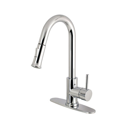 Kingston Brass LS862XDL single -handle chrome kitchen faucet on a white background