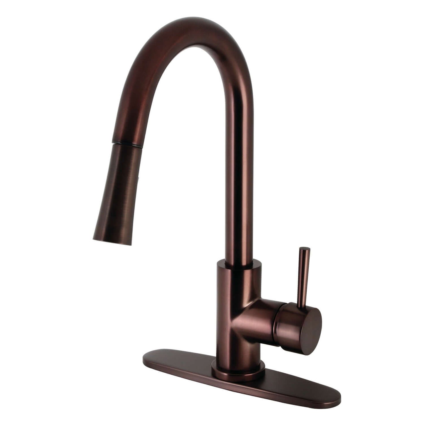 Kingston Brass Single-Handle Pull-Down Kitchen Faucet - LS862XDL-P in oil rubbed bronze, showcasing a modern cylindrical design and high-arc spout.