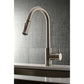 Kingston Brass LS8628DL single-handle brushed nickel kitchen faucet installed in neutral kitchen