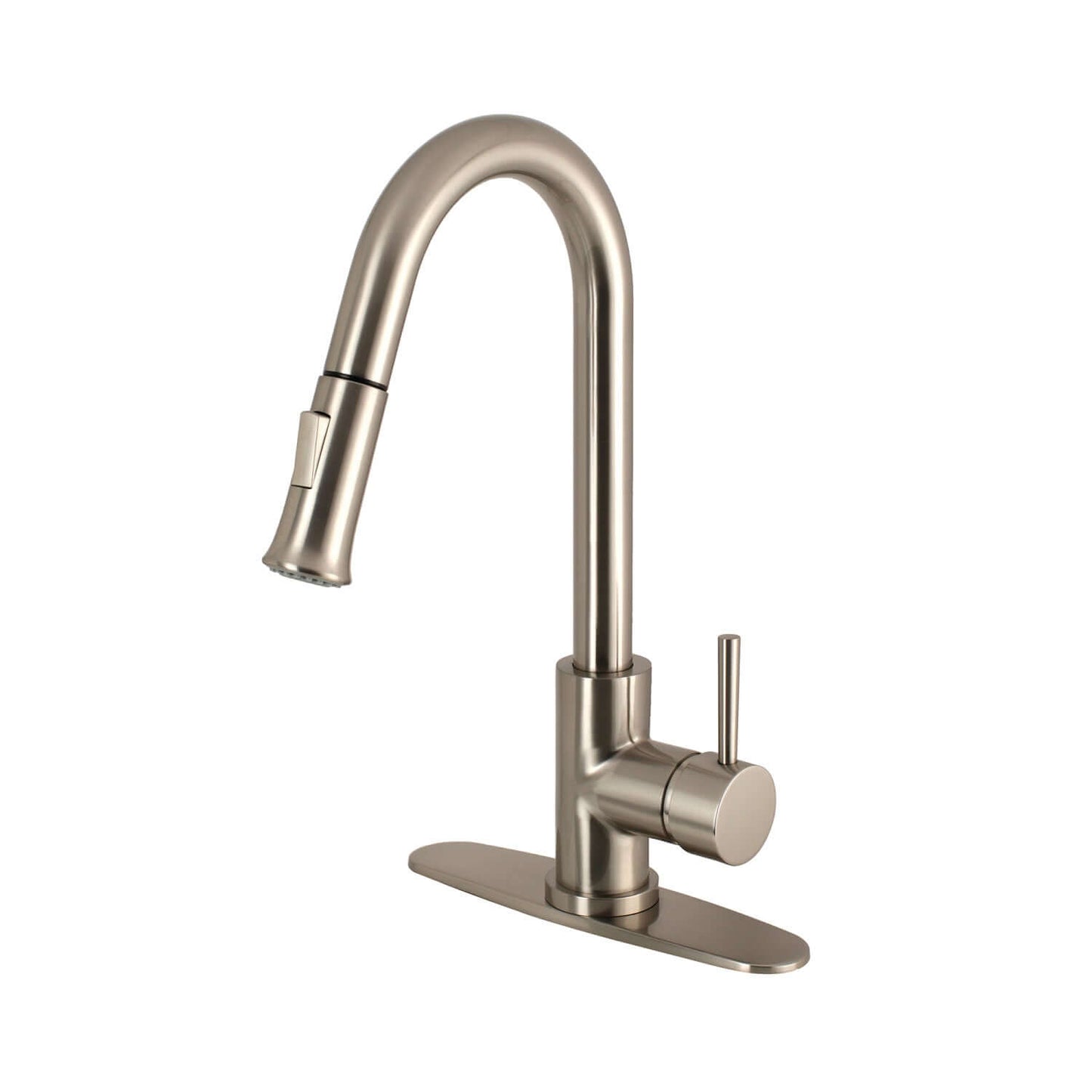 Kingston Brass Single-Handle Pull-Down Kitchen Faucet - LS862XDL-P side view showcasing high-arc gooseneck design.