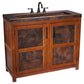 Thompson Lerma Grande two-door solid wood vanity VTL with hammered aged copper top, angled view