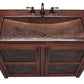 Integrated hammered aged copper top and basin of the Thompson Lerma Grande vanity VTL, from above