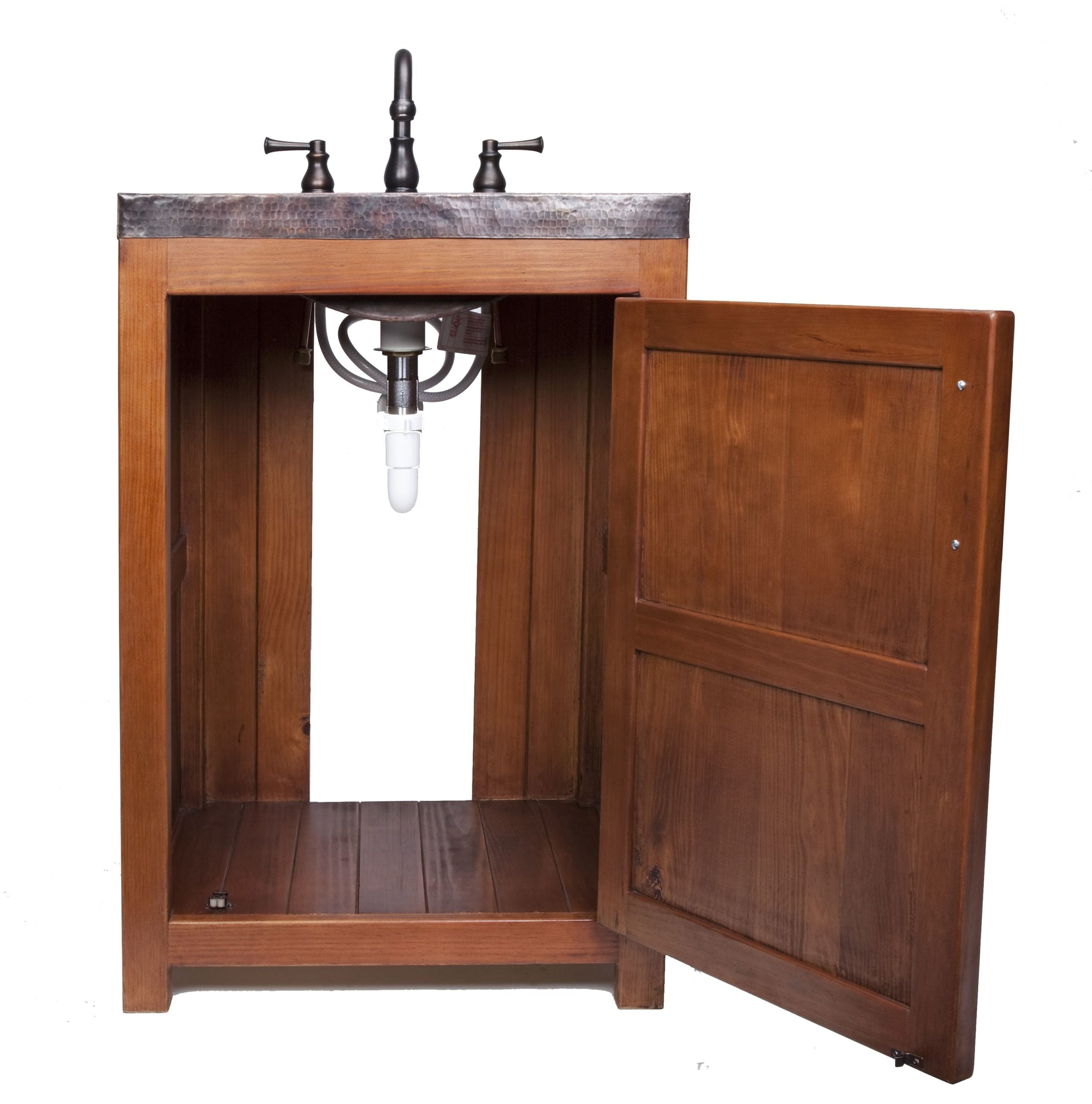 Open cabinet interior of the Thompson Lerma Chica wood vanity VTS