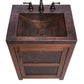 Integrated hammered aged copper top and basin of the Thompson Lerma Chica vanity VTS, from above