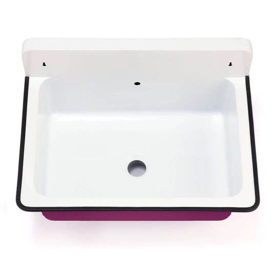 Nantucket 20" Wallmount Bucket Sink With Overflow - Pink - NS-ACBS20OF-PNKW top view showing white interior and pink exterior