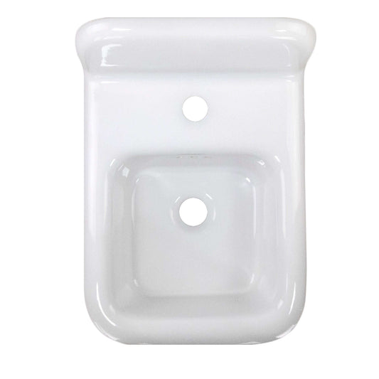 Nantucket 14" Fireclay Wallmount Bath Sink - NS-VCDM14-WW in glossy white finish, showcasing Victorian design.