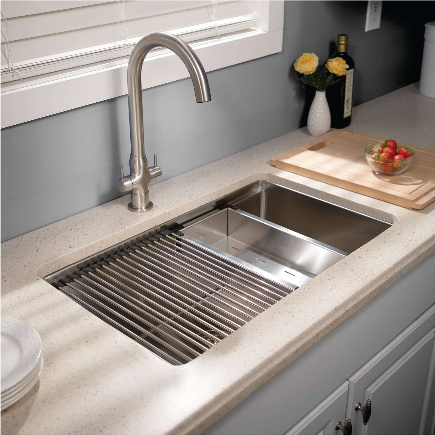 HOUZER NOVUS 26" Stainless Steel Undermount Single Bowl Workstation Kitchen Sink with Accessories - NVS-16-2700