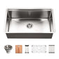 HOUZER NOVUS 30" Stainless Steel Undermount Single Bowl Workstation Kitchen Sink with Accessories - NVS-16-3000