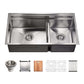 HOUZER NOVUS 32" Stainless Steel Undermount Dual Platform 60/40 Double Bowl Workstation Kitchen Sink with Accessories - NVS-3218D