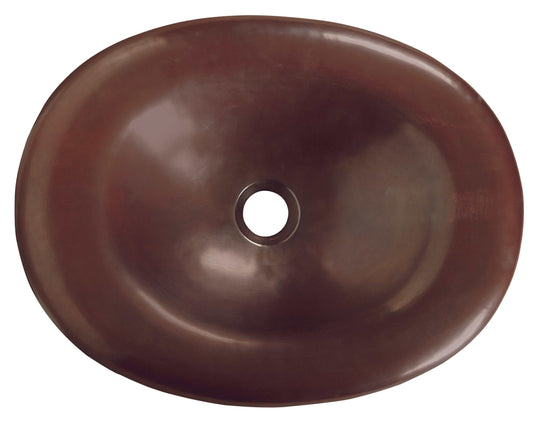 Thompson Tacambaro 19" Handcrafted Aged Copper Bathroom Sink - BOD-1914BC - elegant oval design in aged copper.