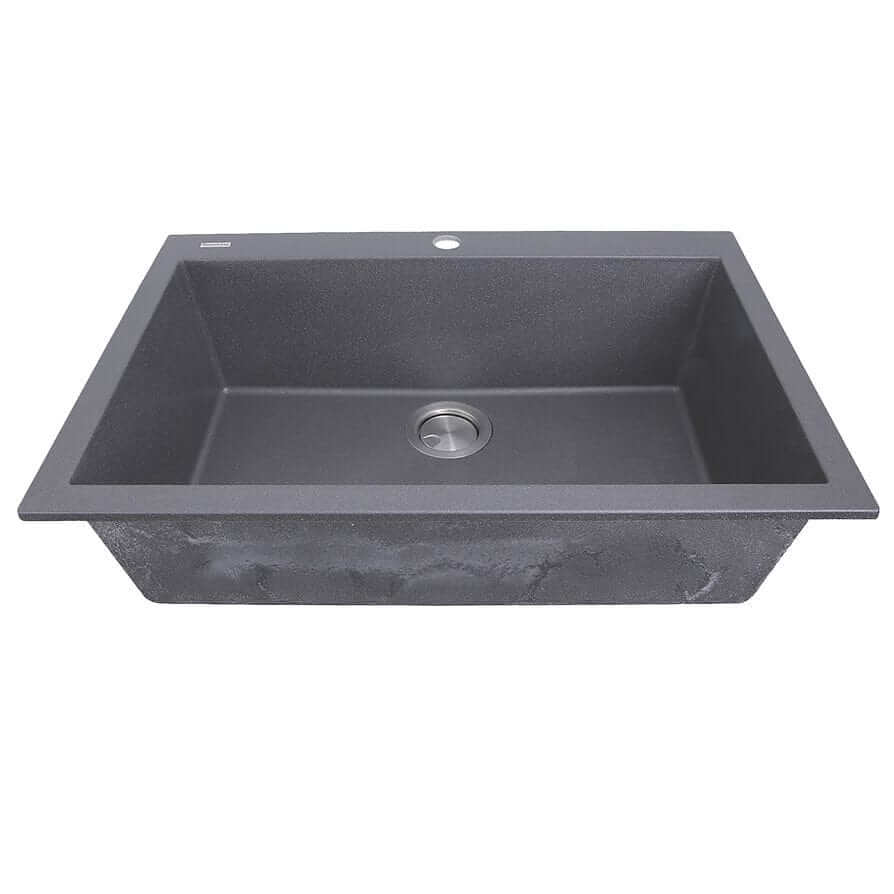 Front view of Nantucket 27" Single Bowl Dualmount Granite Composite Kitchen Sink in Titanium Gray