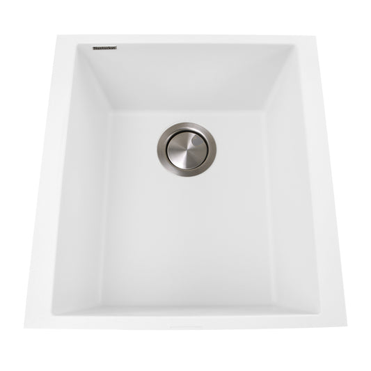 Nantucket PR1716-W 17-inch white granite composite undermount bar-prep sink