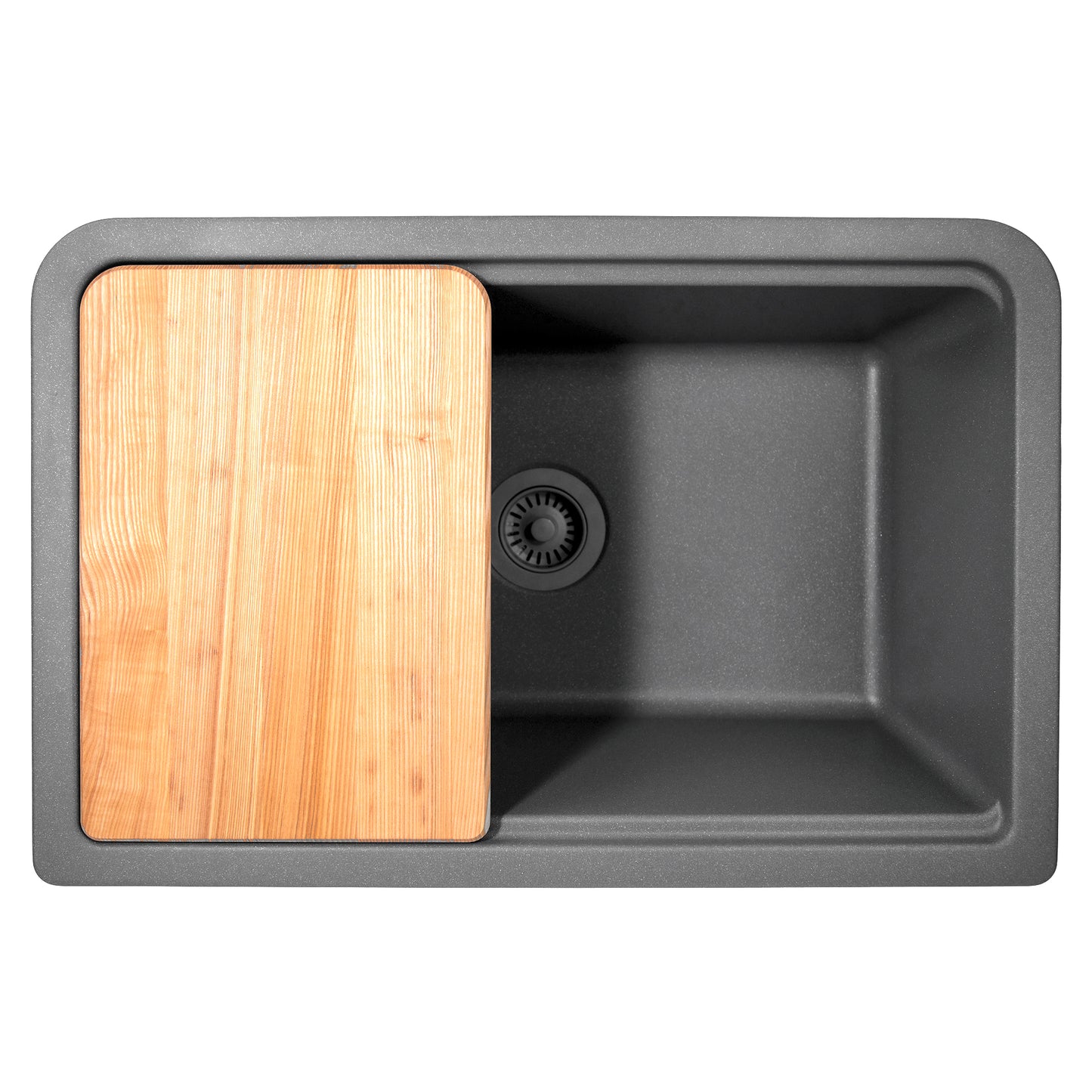 Nantucket PR3020-APS-TI 30-inch titanium granite composite farmhouse workstation sink, view 3
