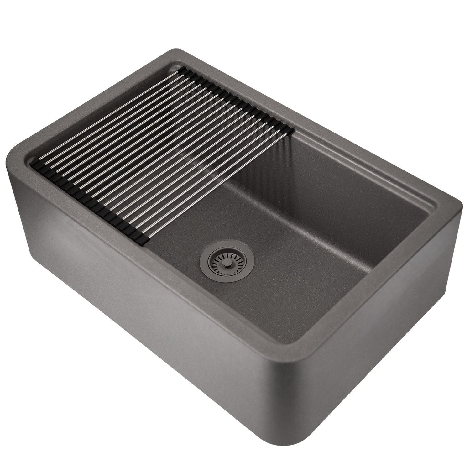 Nantucket PR3020-APS-TI 30-inch titanium granite composite farmhouse workstation sink, view 4