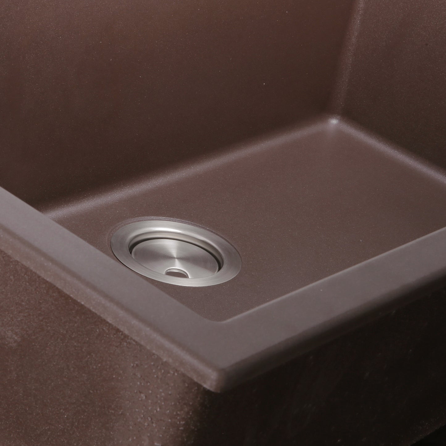 Nantucket PR3322-DM-BR 33-inch brown granite composite dual mount kitchen sink, view 3