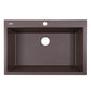 Nantucket PR3322-DM-BR 33-inch brown granite composite dual mount kitchen sink, view 5