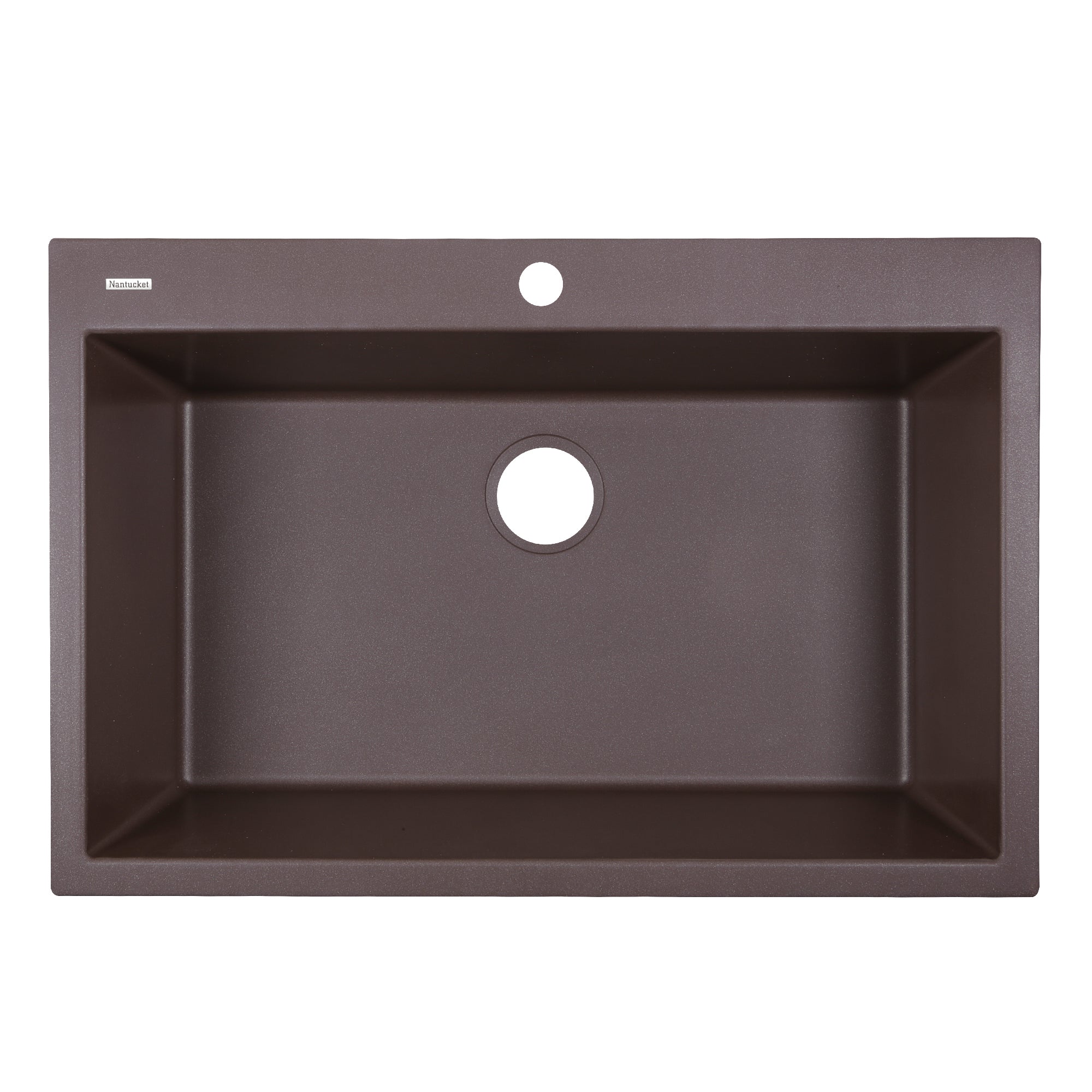 Nantucket PR3322-DM-BR 33-inch brown granite composite dual mount kitchen sink, view 5