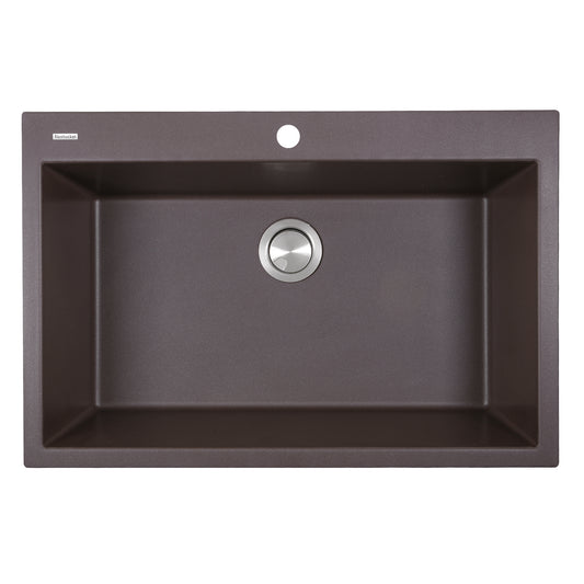 Nantucket PR3322-DM-BR 33-inch brown granite composite dual mount kitchen sink