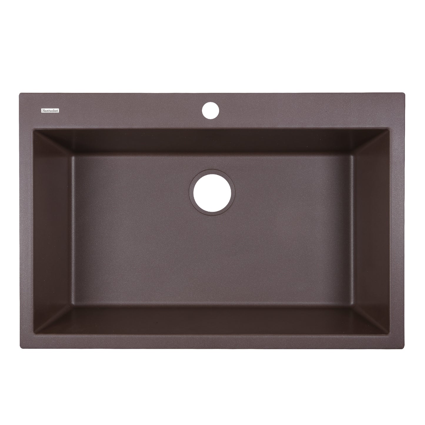 Nantucket PR3322-DM-BR 33-inch brown granite composite dual mount kitchen sink, view 5