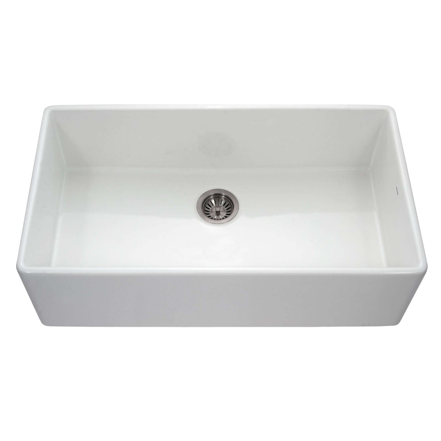 HOUZER PLATUS 36" Fireclay Apron Front Farmhouse Single Bowl Kitchen Sink in a sleek white finish.
