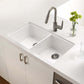 HOUZER PLATUS 32" Fireclay Undermount 50/50 Double Bowl Kitchen Sink with Basket Strainer and Basin Grids