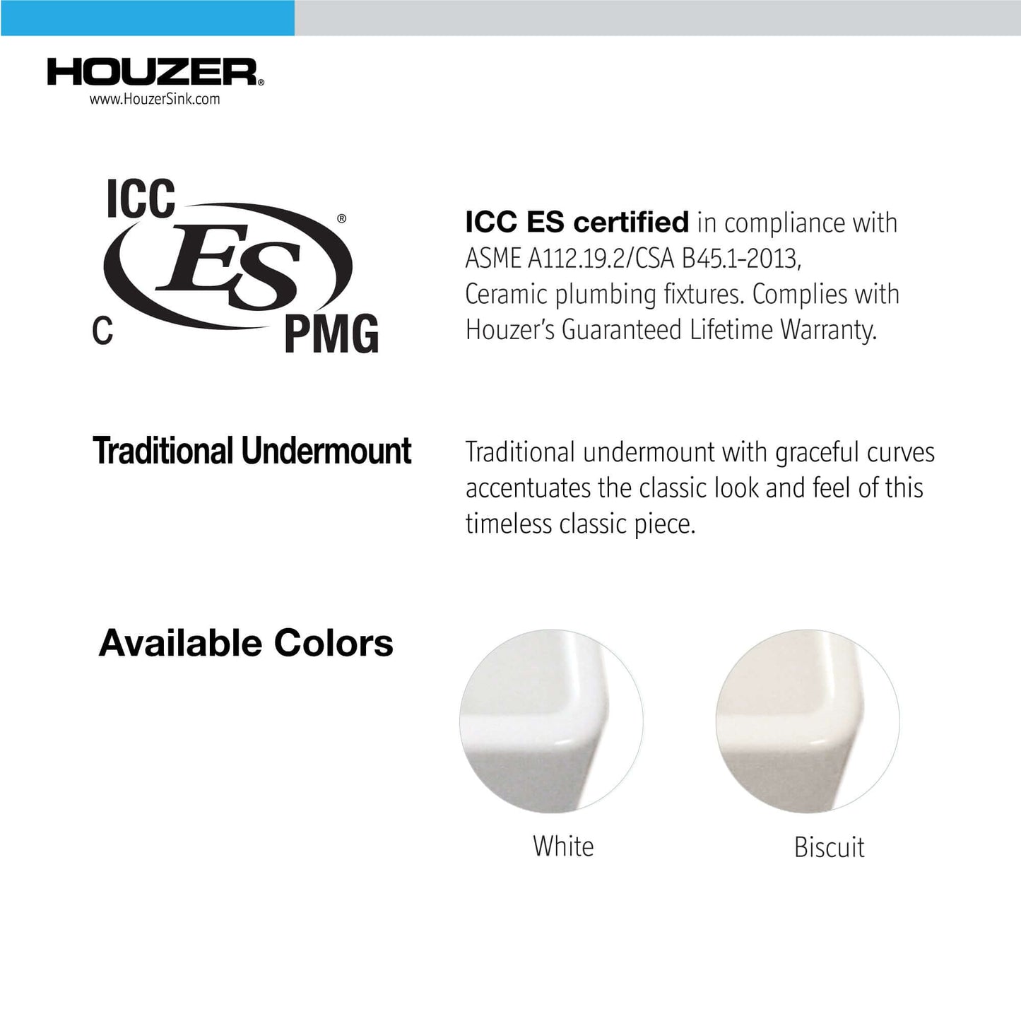 HOUZER PLATUS 32" Fireclay Undermount 50/50 Double Bowl Kitchen Sink with Basket Strainer and Basin Grids color options