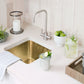 Thompson Traders 13 x 13 Tamayo prep sink installed in a wet bar area.