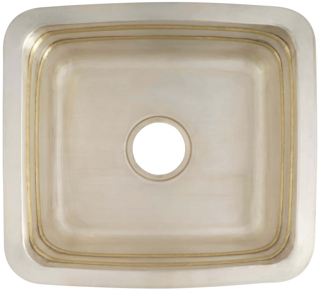 Thompson Quintana Handcrafted Square Bar/Prep Sink in Satin Brass and Burnished Nickel - KCKPU-1715 top view.