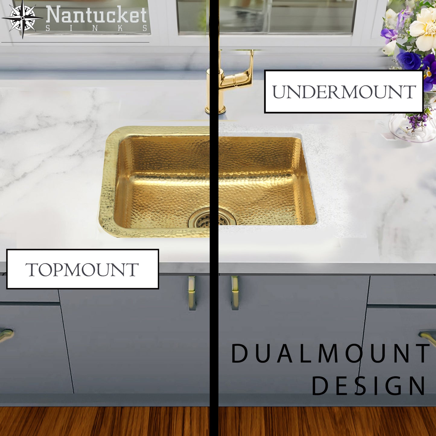 Nantucket REB2014 brass bar sink dual mount installation