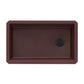 Ruvati 32" epiGranite Undermount Single Bowl Kitchen Sink in deep red color with an offset drain.