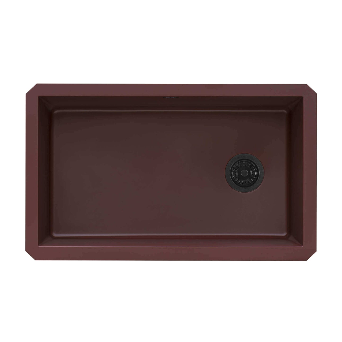 Ruvati 32" epiGranite Undermount Single Bowl Kitchen Sink in deep red color with an offset drain.