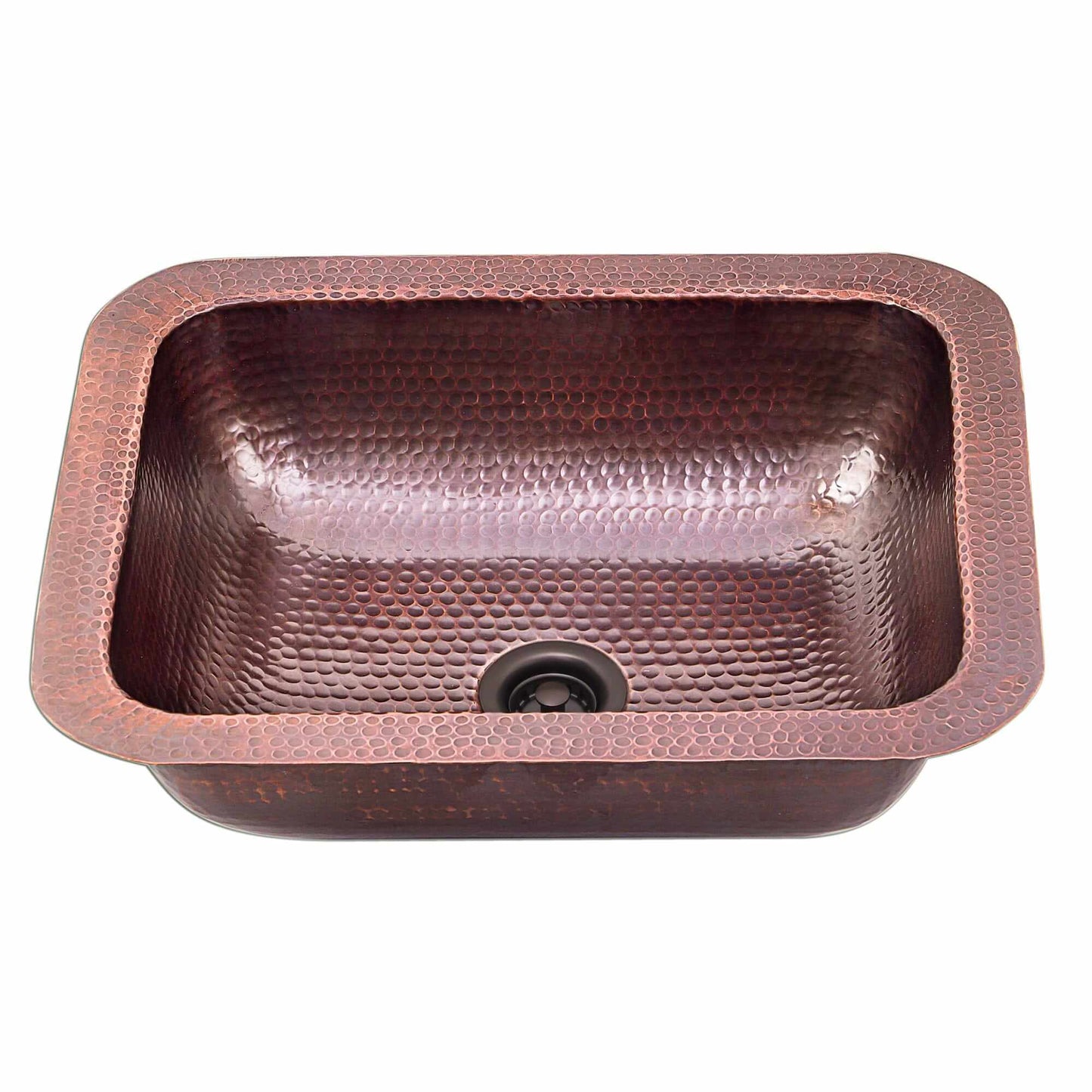 Nantucket Sinks 17" Hammered Copper Rectangle Bar Sink - REHC-2.5 showcasing artisan craftsmanship and unique texture.
