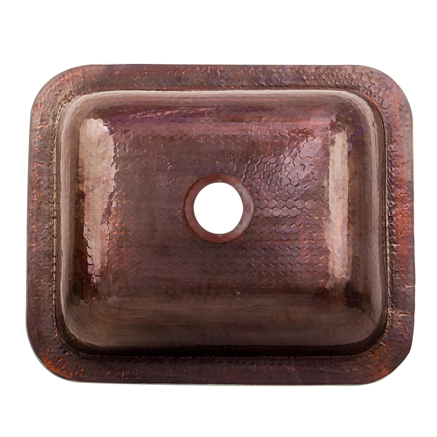 Nantucket Sinks 17" Hammered Copper Rectangle Bar Sink - REHC-2.5 showing the unique hand-hammered texture and design.