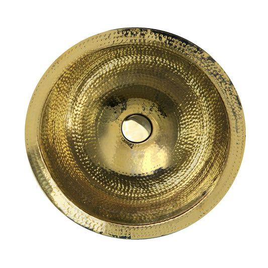 Nantucket 16.5-inch hand hammered brass round undermount bathroom sink RLB-OF, view 2