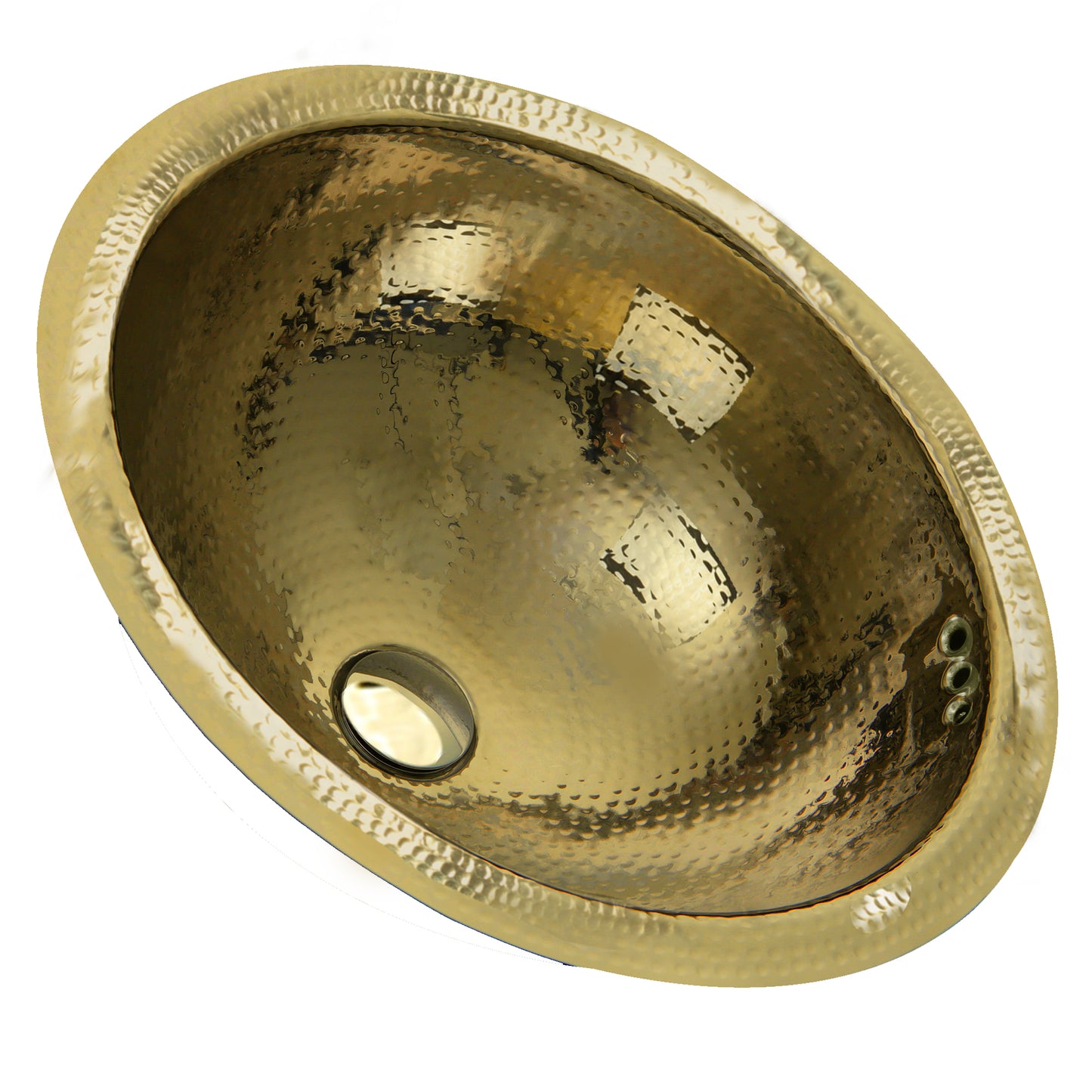 Nantucket 16.5-inch hand hammered brass round undermount bathroom sink RLB-OF, view 3