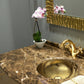 Nantucket 16.5-inch hand hammered brass round bathroom sink RLB-OF, installed