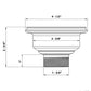 Technical drawing of a Ruvati kitchen sink drain with dimensions