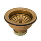 Copper kitchen sink drain strainer on a white background