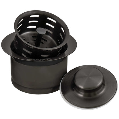 Ruvati RVA1052 Extended Garbage Disposal Flange with Deep Basket Strainer and Stopper in Gunmetal Black