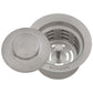 Ruvati RVA1052 Extended Garbage Disposal Flange with Deep Basket Strainer and Stopper in stainless steel finish.