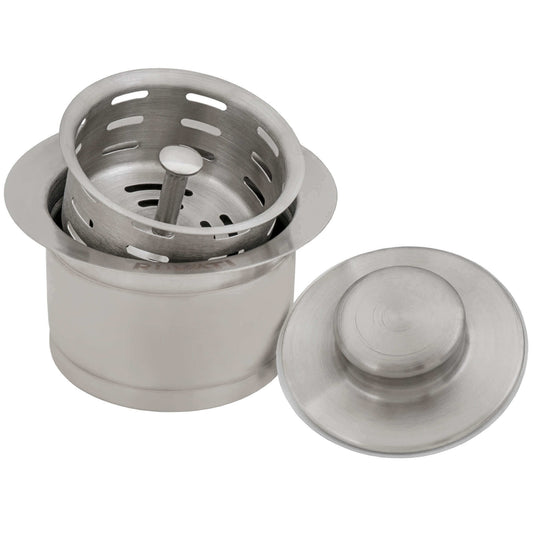 Ruvati RVA1052 Extended Garbage Disposal Flange with Deep Basket Strainer and Stopper in Stainless Steel